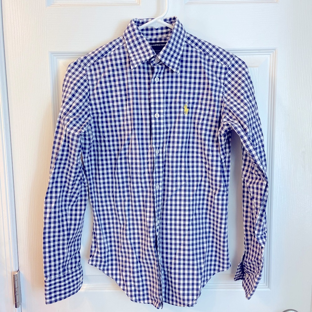 Ralph Lauren Sport navy and white button up shirt
